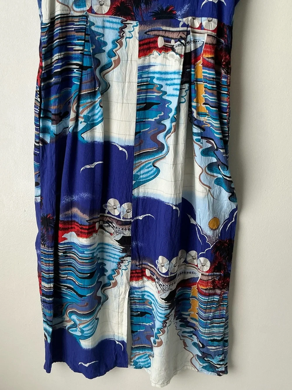 JAMS WORLD Vintage Tropical Print Sleeveless Midi Dress Blue White Medium - Picture 6 of 9